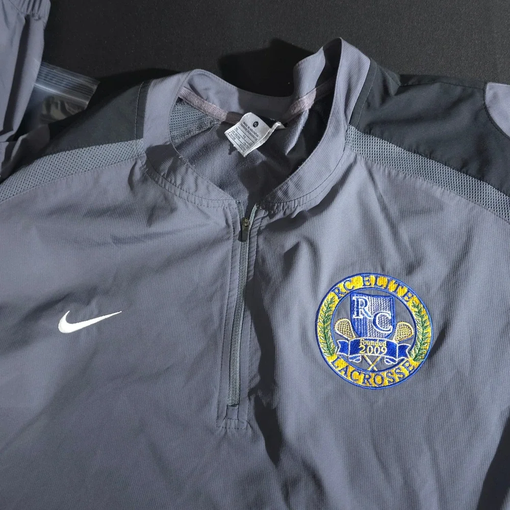 Nike Storm-FIT Pullover Men XL Gray RC Elite Lacrosse 1/4 Zip Windbreaker 359725